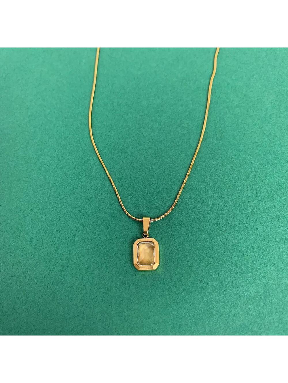 Gold Rope Chain Bronze jewel opal pendant necklace. Gold Plated Stainless - Picture 6 of 8